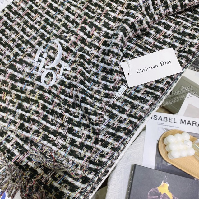 Dior秋冬新款羊絨混紡披肩圍巾 迪奧專櫃新款千鳥格羊絨長巾  mmj1689